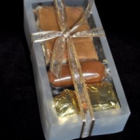 Micro Sampler in a clear box with satin ribbon